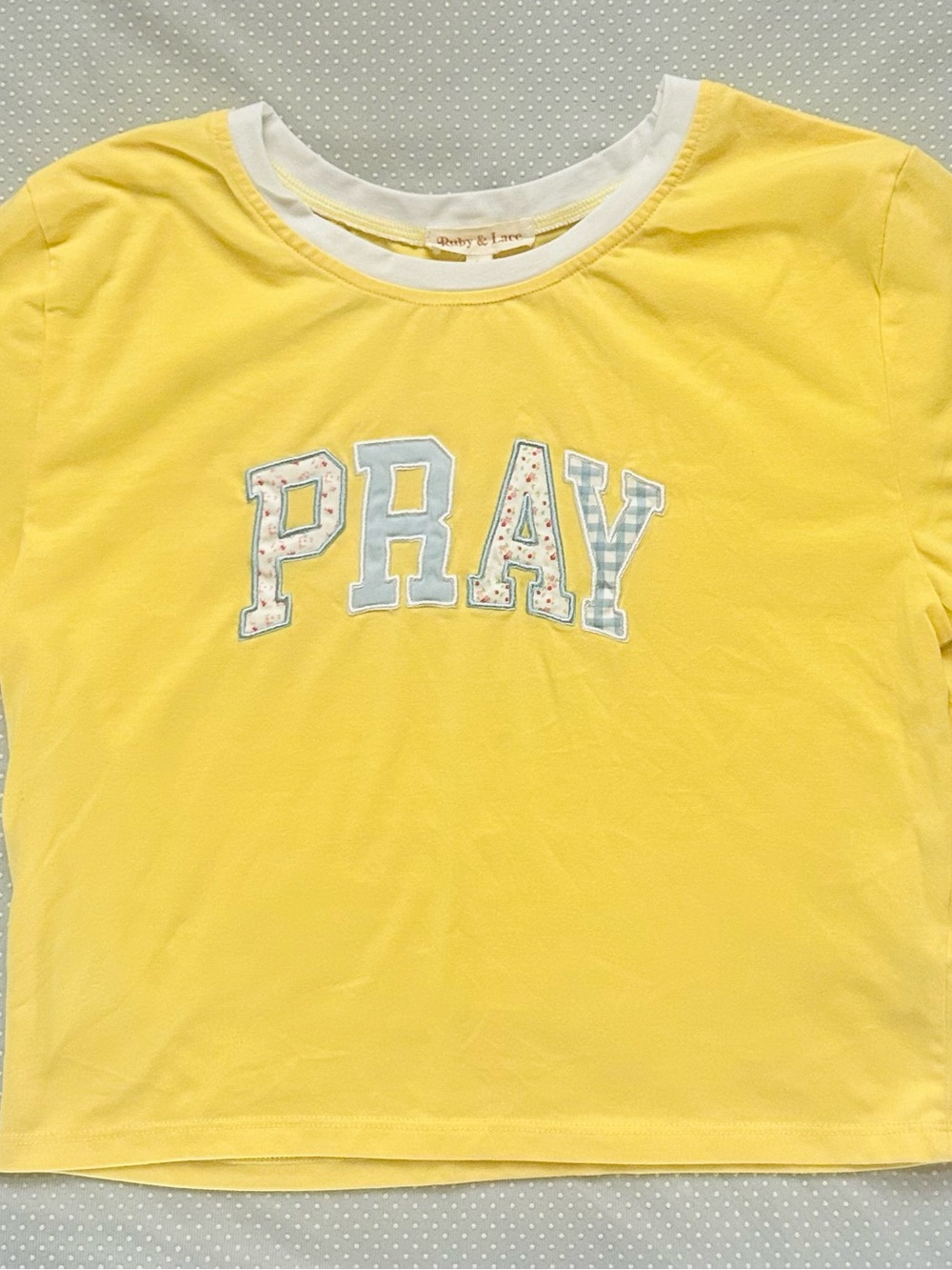 Ruby & Lace Cropped Yellow 'PRAY' Graphic Tee